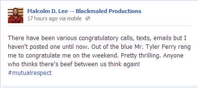 Tyler Perry Congratulates Malcolm D. Lee on Success of #TheBestManHoliday